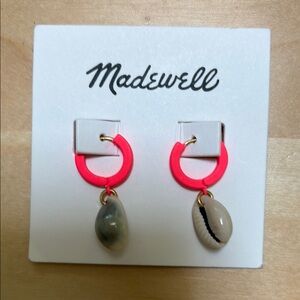 NWT new Madewell cowrie shell,  pink hoop Earrings
